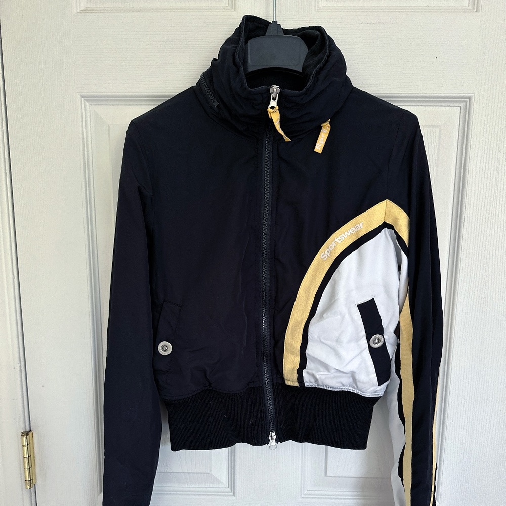 Black Windbreaker Jacket, Sportswear, Size XS